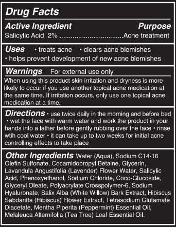 Brickell Men's Acne Face Wash for Men, Acne Face Wash to Cleanse Skin and Eliminate Acne, Clears Breakouts, With 2% Salicylic Acid, Hyaluronic Acid, and Tea Tree Oil, 6 Ounces