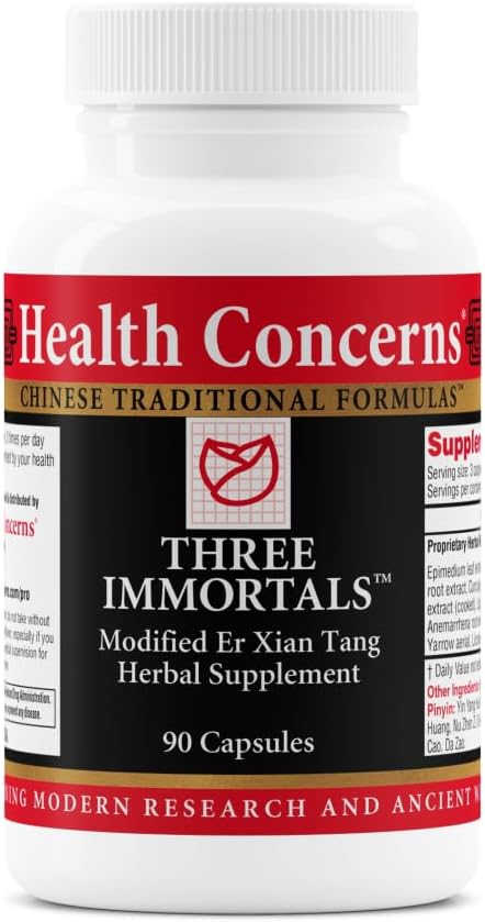 Health Concerns Three Immortals - Menopause Support Supplement - Powerful Relief for Hot Flashes, Hormone Imbalance & Night Sweats - Dong Quai, Epimedium, Morinda, Rehmannia & Lycium - 90 Capsules