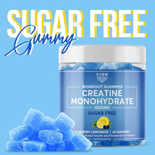 FIOR Sugar-Free Creatine Gummy - Best Creatine Monohydrate Chewable, 60 Count
