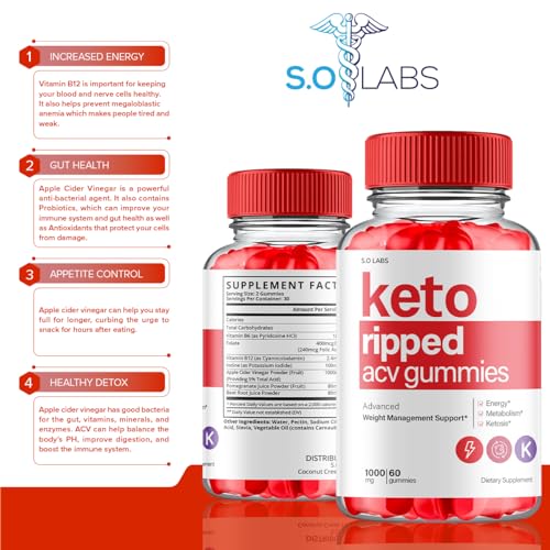 (5 Pack) Keto Ripped ACV Gummies, Keto Ripped ACV Gummies Advanced Weight Loss