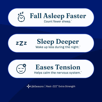 LifeSeasons Rest-ZZZ - Natural Sleep Support Supplement - Fall Asleep & Stay Asleep - Calms Nervous System - Ease Muscle Tension & Restlessness - Low Dose Melatonin GABA & Chamomile - 60 Capsules