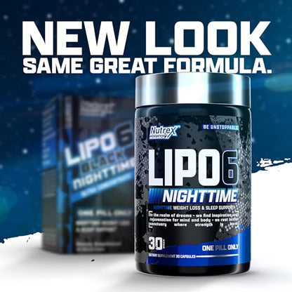 Nutrex Lipo 6 Nighttime Fat Burner | Melatonin Sleep Aid & Weight Loss Diet Pills