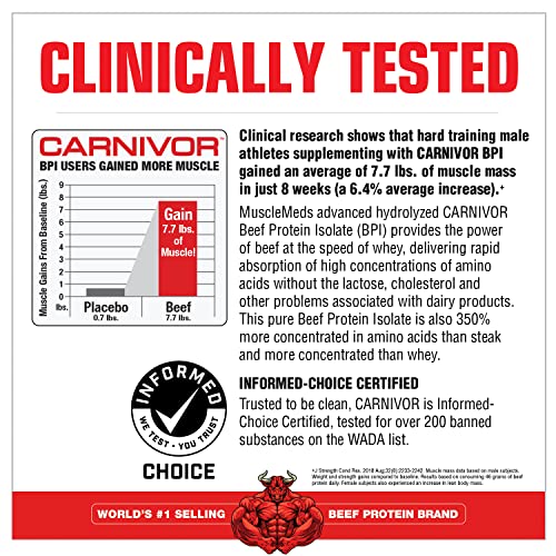 MuscleMeds, Carnivor Beef Protein Isolate Powder 56 Servings, Chocolate, 72 Ounce
