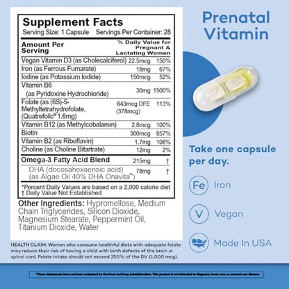 Premama Prenatal Vitamins for Women, Once-Daily Multivitamin Supplement, Includes Folate