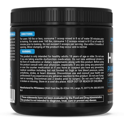 PEScience High Volume Nitric Oxide Booster Pump Pre Workout Powder, Sour Peach Candy