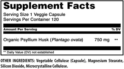 Amazing Formulas Psyllium Husk 750mg Veggie Capsules Supplement | Non-GMO | Gluten Free | Made in USA | Suitable for Vegetarians (120 Count)