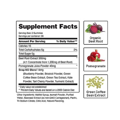 Snap Supplements Nitric Oxide Beet Root Gummies - Support Healthy Blood Circulation