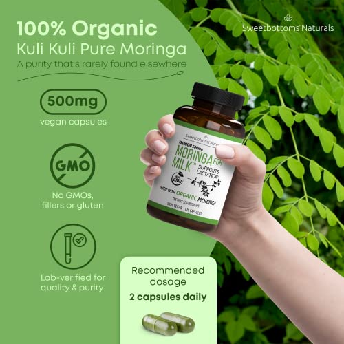 Lactation Supplement - Organic Moringa Capsules for Breastfeeding Support to Increase