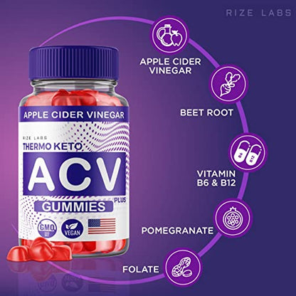 rize labs (2 Pack) Thermo Keto Gummies - ACV for Advanced Weight Loss with Apple Cider