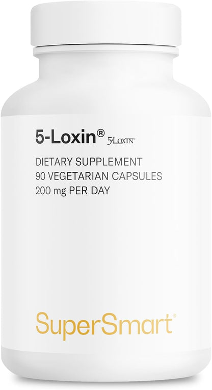 Supersmart - 5-Loxin 200mg per Day (Patented) - AKBA Supplement - 5-Loxin Boswellia Serrata Extract | Non-GMO & Gluten Free - 90 Vegetarian Capsules