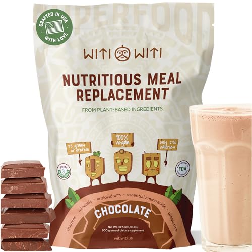 WitiWiti Vegan Meal Replacement, Chocolate - Plant Based Protein Powder 23g 