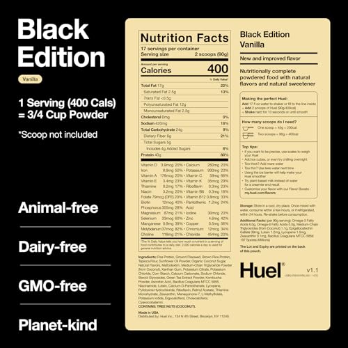 Huel Black Edition | Vanilla 40g Vegan Protein Powder | Nutritionally Complete Meal