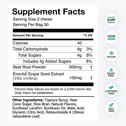humanN SuperBeets Heart Chews - Nitric Oxide Production Support - Grape Seed Extract