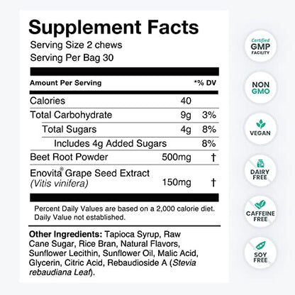 humanN SuperBeets Heart Chews - Nitric Oxide Production Support - Grape Seed Extract