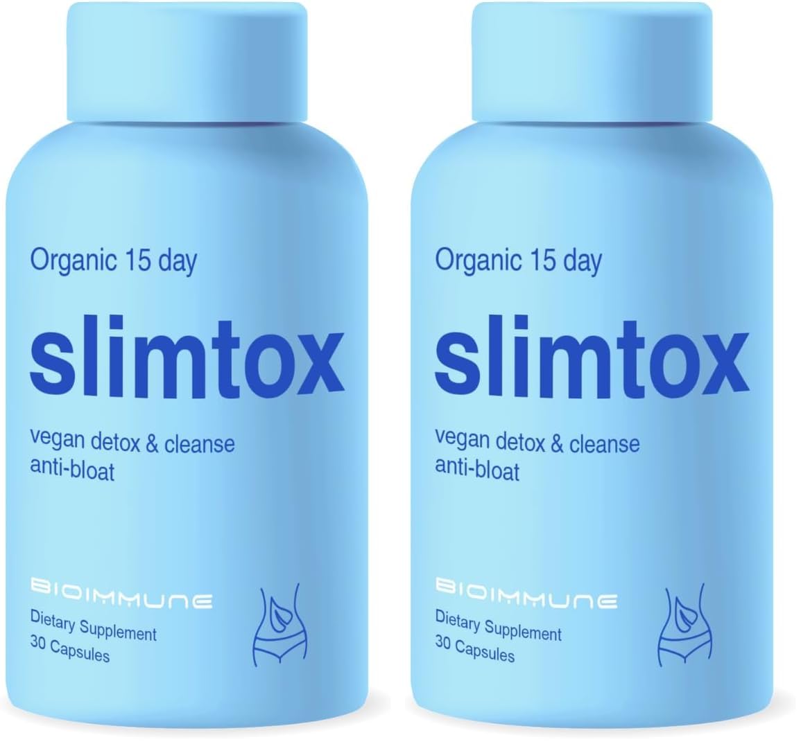 BioImmune Slimtox™ Organic 15 Day Colon Cleanse & Detox for Flat Stomach Less Bloat & LBS w/Probiotics - Constipation Relief - Flushes Toxins, Boosts Energy