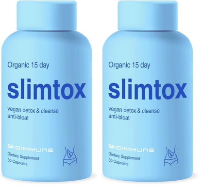 BioImmune Slimtox™ Organic 15 Day Colon Cleanse & Detox for Flat Stomach Less Bloat & LBS w/Probiotics - Constipation Relief - Flushes Toxins, Boosts Energy