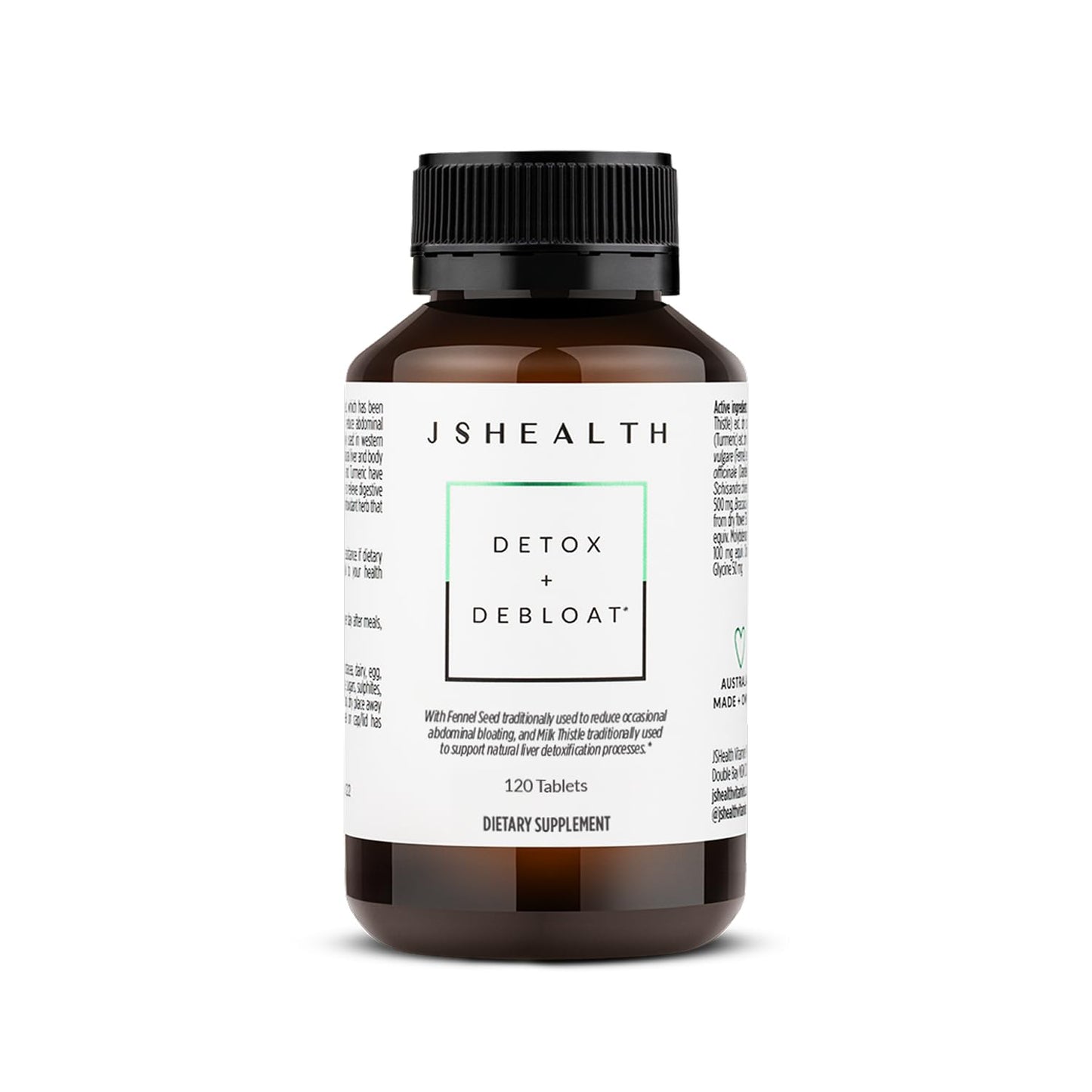 JSHealth Detox + Debloat. Bloating Relief for Women, 60 Tablets | Nutrionist-Formulated, Made with Milk Thistle, Turmeric, and Fennel. Liver Health and Gut Support.
