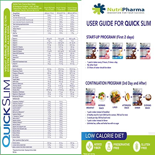 Quick Slim Meal Replacement Shake for Weight Loss, 30 Servings, 20g Protein, 27 Vitamins