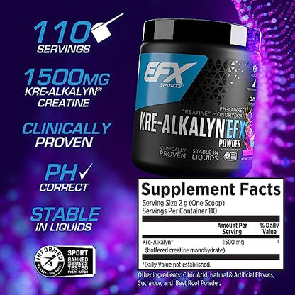EFX Sports Kre-Alkalyn EFX Powder | pH Correct Creatine Monohydrate Powder Supple