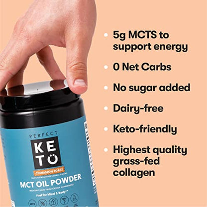 Perfect Keto MCT Oil Powder, Medium Chain Triglycerides, Ketogenic Non-Dairy Coffee