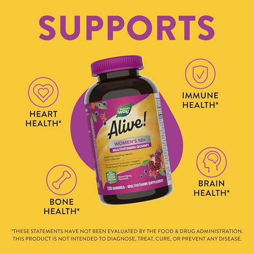 Nature's Way Alive! Women’s 50+ Daily Gummy Multivitamin, Supports Heart, Brain & Bone