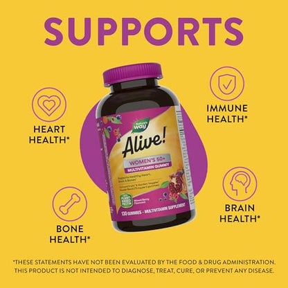 Nature's Way Alive! Women’s 50+ Daily Gummy Multivitamin, Supports Heart, Brain & Bone