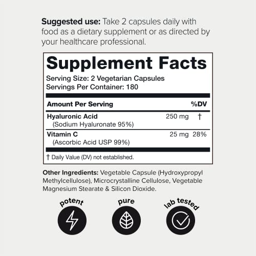Toniiq Ultra High Purity Hyaluronic Acid Supplements - 95%+ Highly Purified and Bioavailab