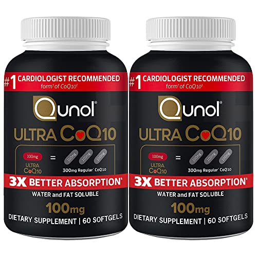 Qunol CoQ10 100mg Softgels, Ultra CoQ10 100mg, 3x Better Absorption, Antioxidant 