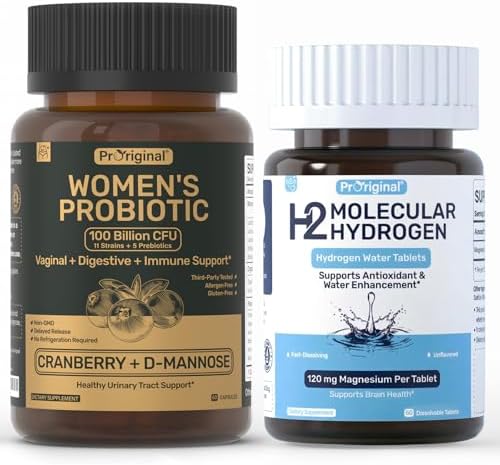 12 PPM Molecular Hydrogen Tablets & Women’s Probiotic with Prebiotics | Daily Wellness Routine for Women | 2 Items