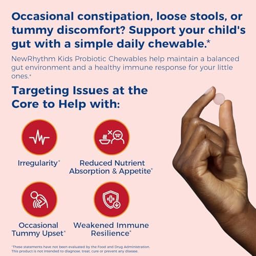 NewRhythm Probiotics 50 Billion CFU 20 Strains, 60 Veggie Capsules and Kids Probiotic Chewables, 5 Billion CFU 10 Strains