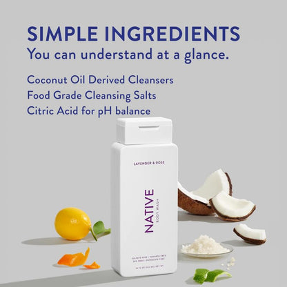 Native Body Wash Contains Naturally Derived Ingredients | For Women & Men, Sulfate