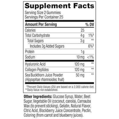 OLLY Glowing Skin Gummy, 25 Day Supply (50 Count), Plump Berry, Hyaluro