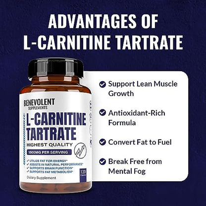 Premium L-Carnitine Tartrate Supplement - 1500mg - Utilize Fat for Energy with Tartrate