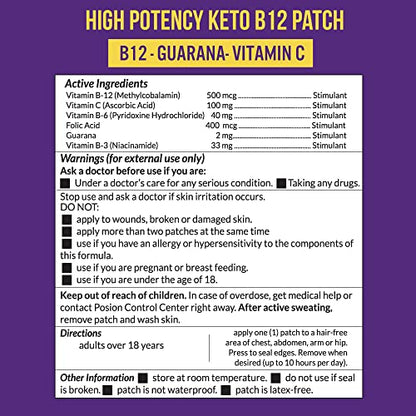 VitaPatch Keto Patch with B12 Methylcobalamin and Vitamin Guarana B12 Patch for Energy