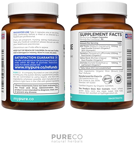 Organic Liver Cleanse Detox & Repair (Vegan, Non-GMO) Milk Thistle Extract (80% Silymarin)
