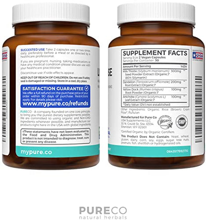Organic Liver Cleanse Detox & Repair (Vegan, Non-GMO) Milk Thistle Extract (80% Silymarin)