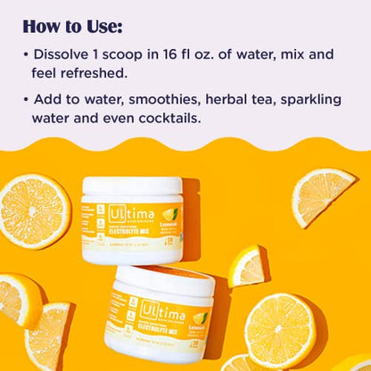 Ultima Replenisher Electrolyte Hydration Drink Mix, Lemonade, 30 Serving Tub