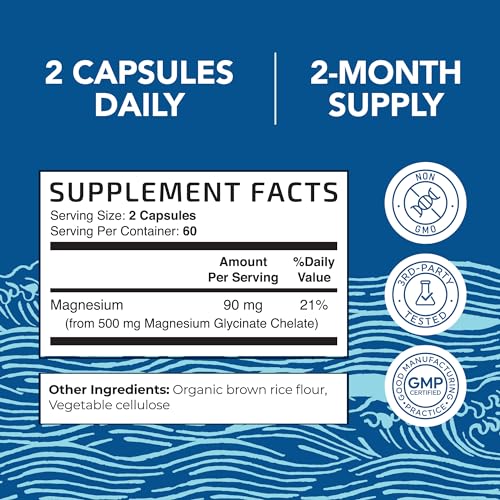 Magnesium Glycinate 500mg | Chelated Bisglycinate Complex for Muscle Relaxation