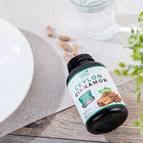 Pure Ceylon Cinnamon Capsules - Certified Organic Cinnamon Pills, Non-GMO, Dairy & Gluten