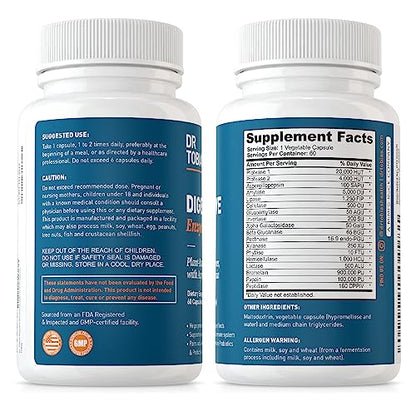 Dr. Tobias Digestive Enzymes with Amylase, Bromelain, Lipase, Lactase