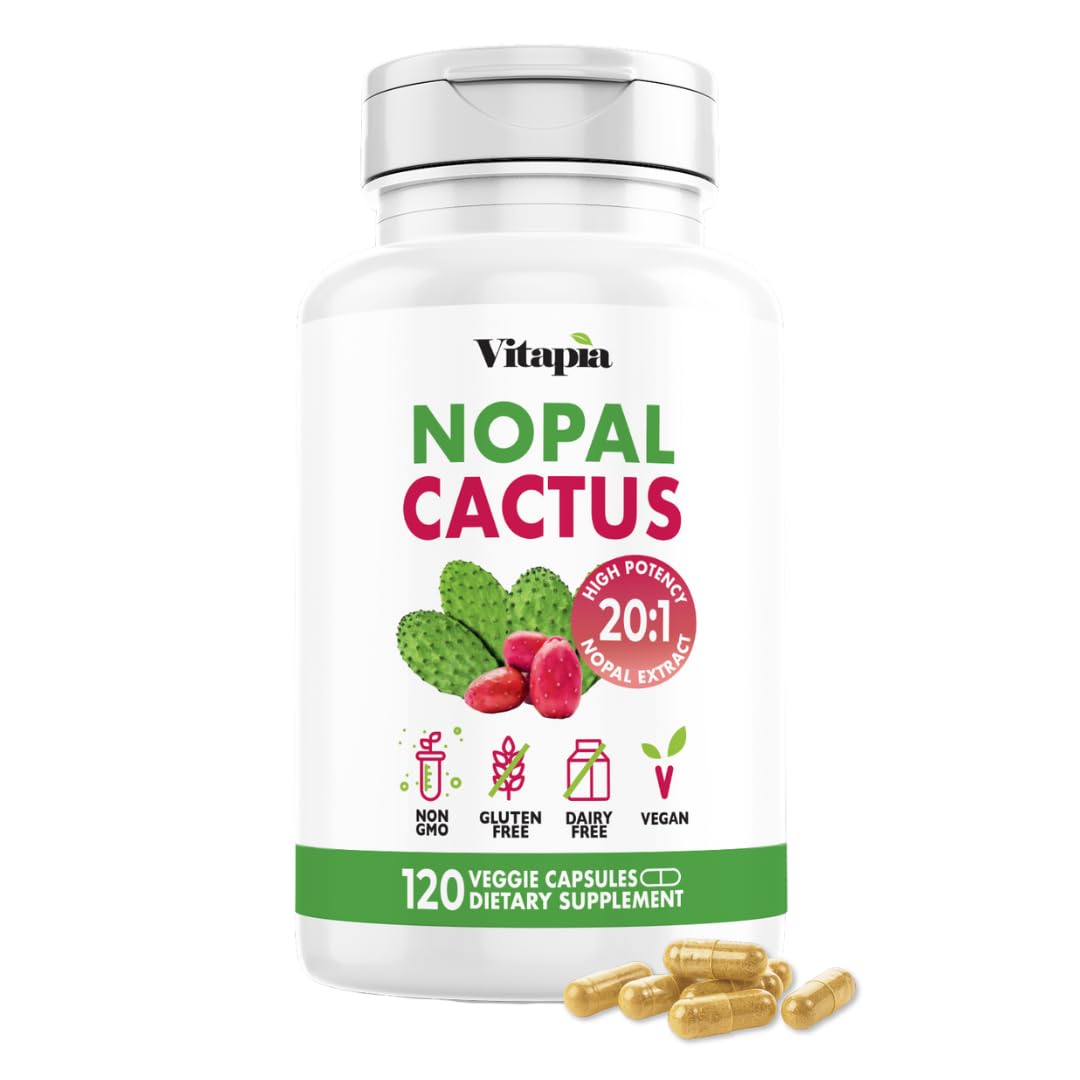 Vitapia Nopal Cactus Extract for Antioxidant, Skin, Metabolism, Wellness, Heart Health Support - 120 Veggie Capsules - Non GMO, Gluten Free Supplement