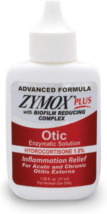 Zymox Advanced Formula Otic Plus Enzymatic Ear Solution for Dogs and Cats | with 1% Hydrocortisone, 1.25oz