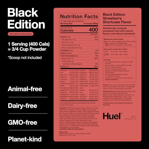 Huel Black Edition | Strawberry Shortcake 40g Vegan Protein Powder | Nutritionally