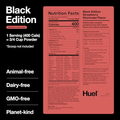 Huel Black Edition | Strawberry Shortcake 40g Vegan Protein Powder | Nutritionally