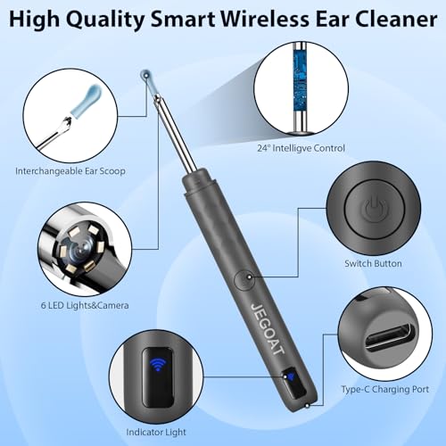 Ear Wax Removal, Ear Wax Removal Tool with 1296P HD Camera and 6 LED Lights