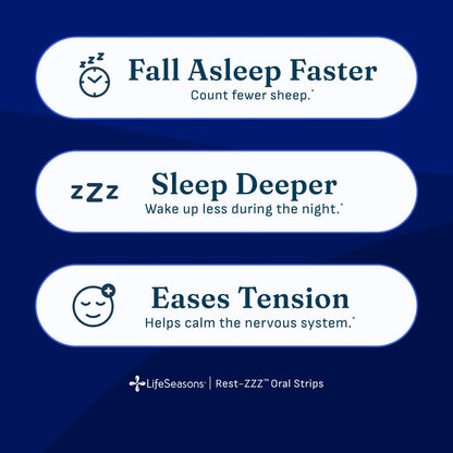 LifeSeasons Rest-ZZZ - Natural Sleep Support Supplement - Fall Asleep & Stay Asleep - Calms Nervous System - Ease Muscle Tension & Restlessness - Low Dose Melatonin GABA & Chamomile - 60 Capsules