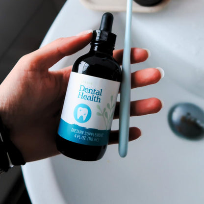 SPRIGS Dental Health Tincture, 4 Fl Oz | Natural Herbal Blend of Black Walnut, Peppermint & More to Support Healthy Teeth & Gums | Fluoride-Free, Cleansing & Astringent Formula for Fresh Breath