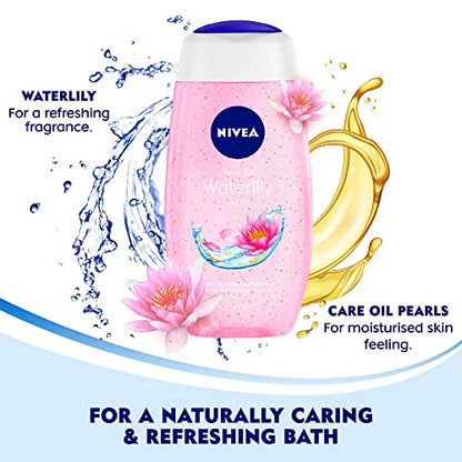 Nivea Bath Shower Water Lily Oil, 250 ML, Moisturizing Skin Cleanser with Oil Pearls and Water Lily Fragrance