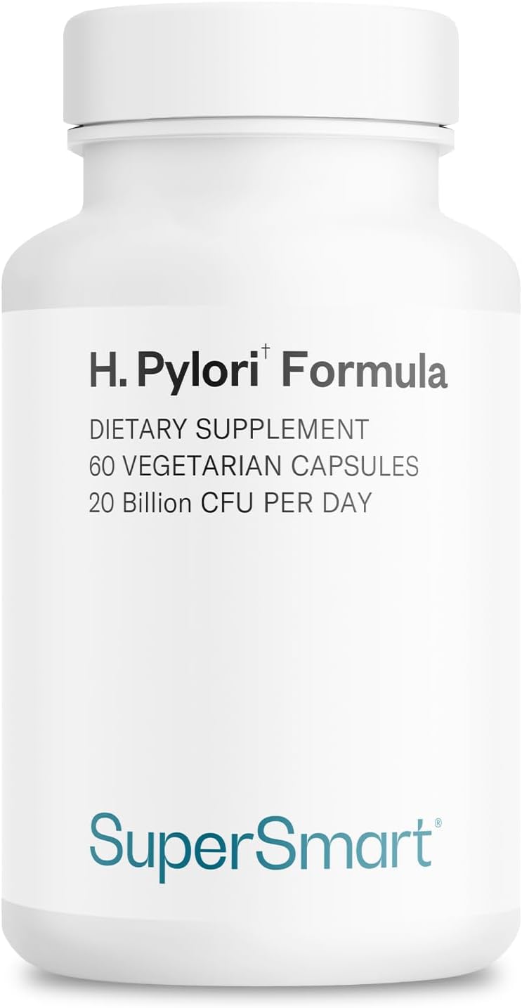 Supersmart H. Pylori Formula 20 Billion CFU per Day - Natural Probiotic Lactobacillus Reuteri DSM 17648 Supplement | Non-GMO & Gluten Free - 60 Vegetarian Capsules