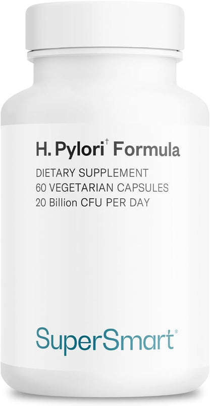Supersmart H. Pylori Formula 20 Billion CFU per Day - Natural Probiotic Lactobacillus Reuteri DSM 17648 Supplement | Non-GMO & Gluten Free - 60 Vegetarian Capsules